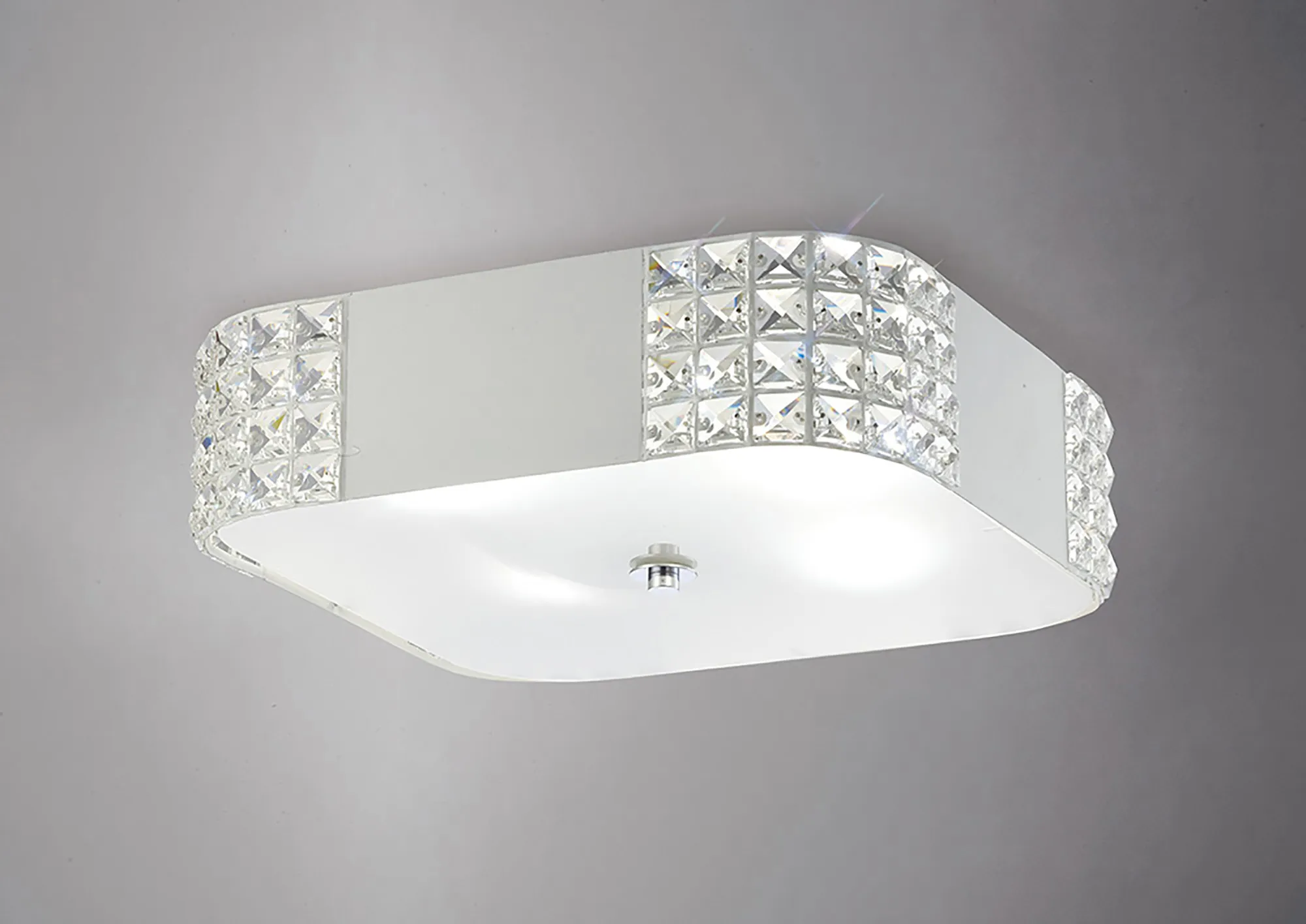 Denver Crystal Ceiling Lights Diyas Ringed & Square Crystal Fittings